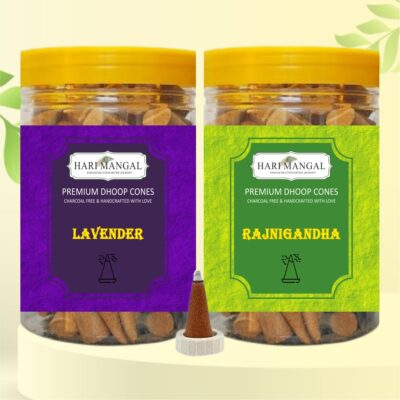 Hari Mangal Dhoop Cones (140 pcs) - Lavender +Rajnigandha (Pack of 2)