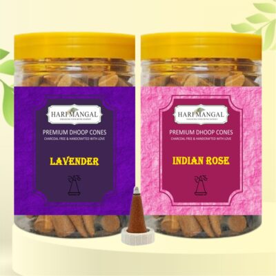 Hari Mangal Dhoop Cones (140 pcs) - Lavender +Rose (Pack of 2)