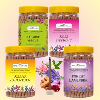 Hari Mangal Dhoop Sticks for pooja (160 pcs) - Pack of 4 (Jasmine+Lavender+Kesar Chandan+Rose)