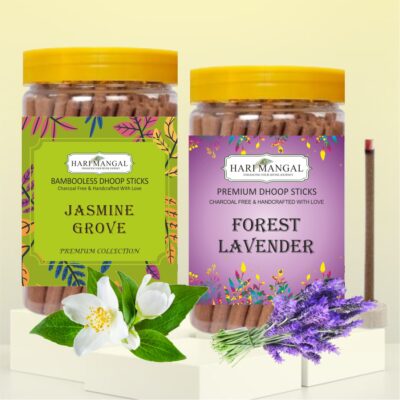 Hari Mangal Dhoop Sticks for pooja (80 pcs) - Pack of 2 (Jasmine+Lavender)