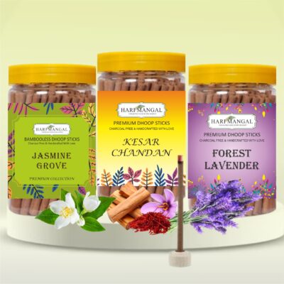 Hari Mangal Dhoop Sticks for pooja (120 pcs) - Pack of 3 (Lavender+Kesar Chandan+Jasmine)