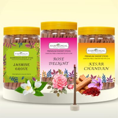 Hari Mangal Dhoop Sticks for pooja (120 pcs) - Pack of 3 (Jasmine+Rose+Kesar Chandan)