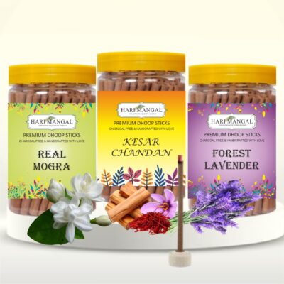 Hari Mangal Dhoop Sticks for pooja (120 pcs) - Pack of 3 (Mogra+Lavender+Kesar Chandan)