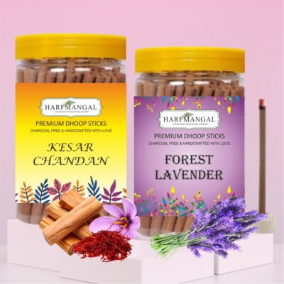 Hari Mangal Dhoop Sticks for pooja (80 pcs) - Pack of 2 (Lavender+kesar Chandan)