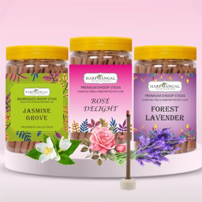 Hari Mangal Dhoop Sticks for pooja (120 pcs) - Pack of 3 (Lavender+Rose+Jasmine)