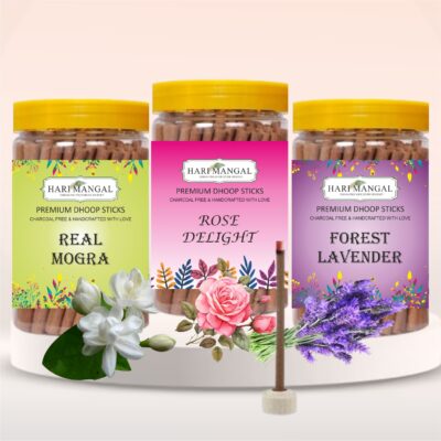 Hari Mangal Dhoop Sticks for pooja (120 pcs) - Pack of 3 (Lavender+Rose+Mogra)